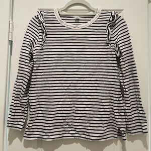Old Navy Black and White Striped Long Sleeve Shirt - Size M